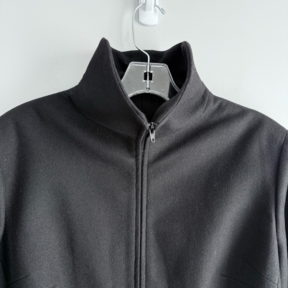 TOMASO Stefanelli Black Wool Cashmere Peacoat Lace-Up Sleeve Designer Jacket M - Picture 13 of 16